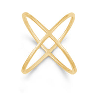 Sterling Silver GP Criss Cross X Style Ring - W-9994 ,