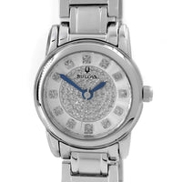 Bulova Women's Stainless Steel Diamond Watch - Highbridge Silver Dial | 96P143 ,