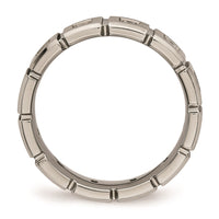 Titanium Brushed/Polished Grooved CZ Ring | TB487 ,