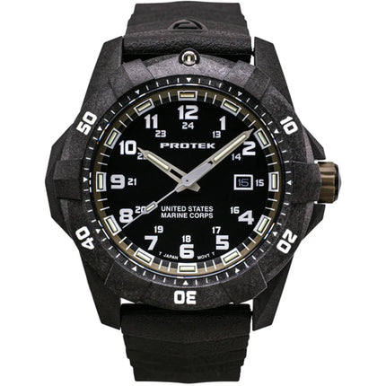 ProTek Men's Watch - USMC Series Quartz Black and Brown Dial Rubber Strap Dive | 1016 ,