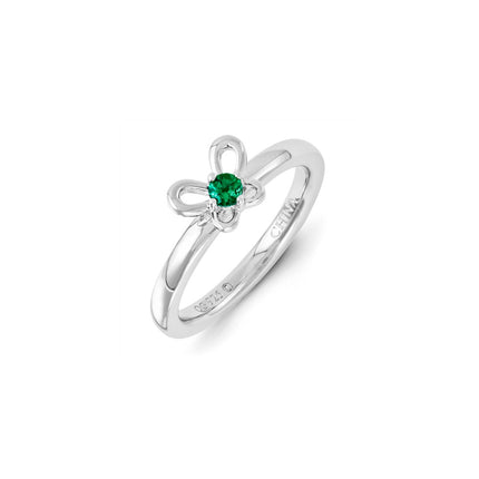 Sterling Silver Stackable Expressions Created Emerald Ring | QSK1240 ,