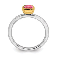 Sterling Silver Stackable Expressions w/Gold-plated P.Tourmaline Ring | QSK1896 ,