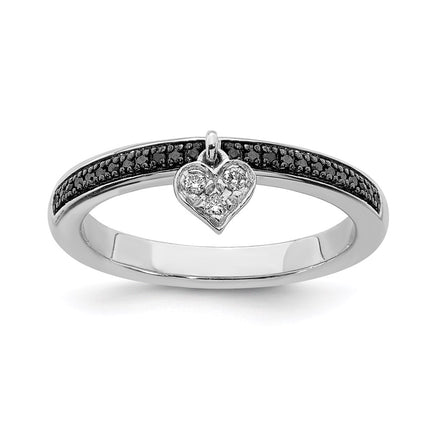 Sterling Silver Stackable Expressions Heart Black & White Diamond Ring | QSK1061 ,