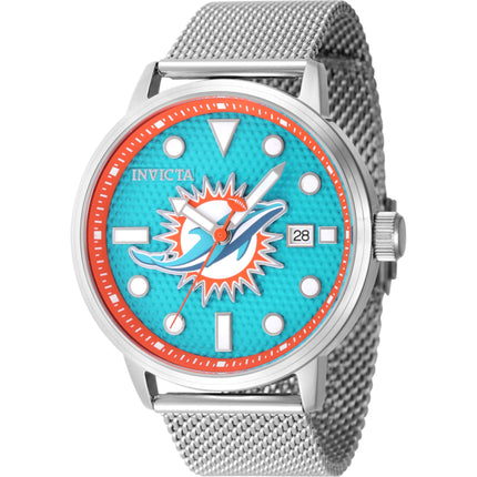 Invicta Men's Watch - NFL Miami Dolphins Light Blue Dial Steel Mesh Bracelet | 47972 ,