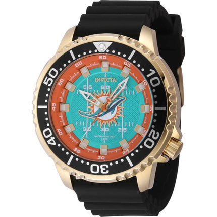 Invicta Men's Watch - NFL Miami Dolphins Quartz Yellow Gold Case Black Strap | 48109 ,
