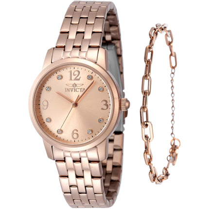 Invicta Women's Watch - Angel Quartz Rose Gold Tone Brass Dial Steel Bracelet | 48257 ,