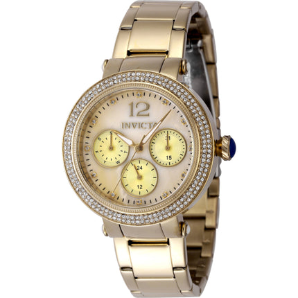 Invicta Women's Watch - Bolt Quartz Gold Tone MOP Dial Steel Bracelet Day-Date | 48113 ,