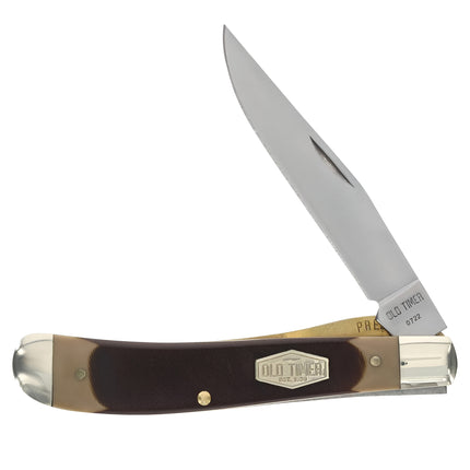 Schrade Old Timer Pocket Knife - Gunstock Trapper Lockblade Clip Point Blade | 194OT ,