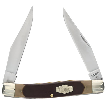 Schrade Old Timer Pocket Knife - Muskrat Duel Clip Point Blades Sawcut Handle | 77OT ,