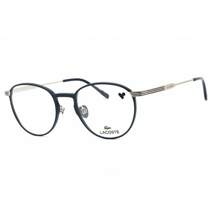 Lacoste Unisex Eyeglasses - Semimatte Blue Metal Round Full Rim Frame | L2284E 400 ,