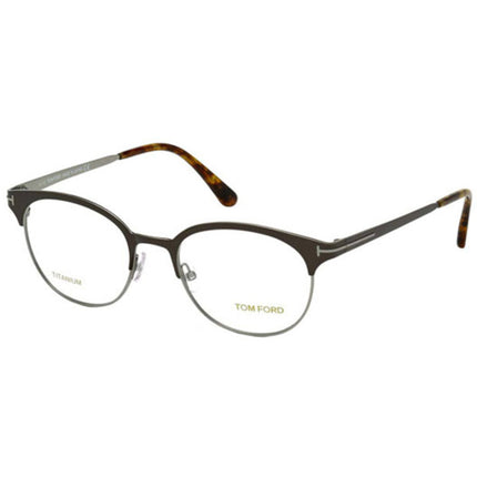 Tom Ford Men's Eyeglasses - Matte Anthracite Metal Round Full Rim Frame | FT5382 009 ,