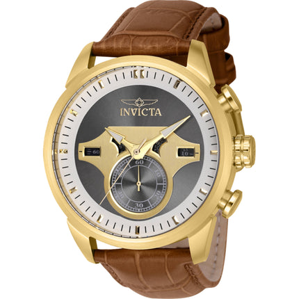 Invicta Men's Watch - Objet D Art Quartz Chronograph Light Brown Leather Strap | 43614 ,