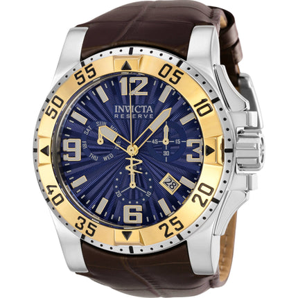 Invicta Men's Watch - Reserve Excursion Chrono Blue Dial Brown Leather Strap | 38209 ,