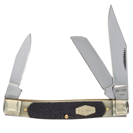 Schrade Old Timer Pocket Knife - Genuine Bone Middleman Sawcut Bone Handle | 34OTB ,