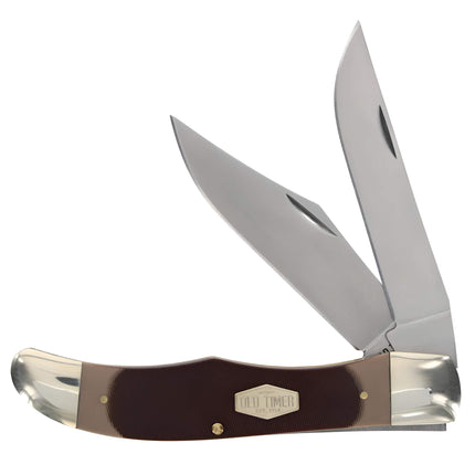 Schrade Old Timer Pocket Knife - Folding Hunter with Brown Leather Sheath | 25OT ,
