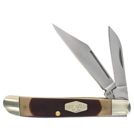 Schrade Folding Knife - Old Timer Peanut Brown Sawcut Delrin Handle Pocket | SC72OT ,