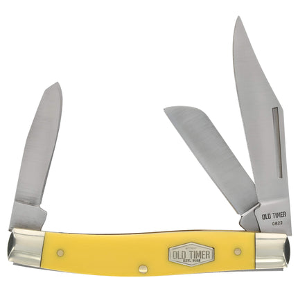 Schrade Folding Knife - Old Timer Senior 3.8 inch Yellow Delrin Handle Pocket | SC8OTY ,