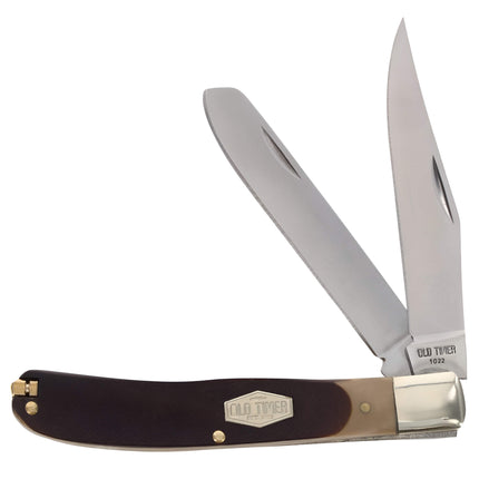Schrade Folding Knife - Old Timer Bearhead Trapper Clip and Spey Blade, 4 inch | SC96OT ,