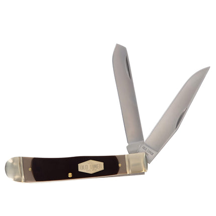 Schrade Folding Knife - Old Timer Trapper Sawcut Satin Clip and Spey Blade | SC296OT ,