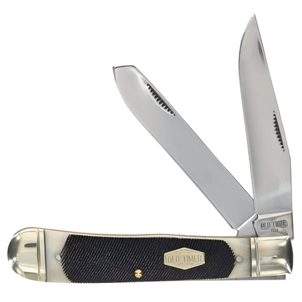 Schrade Folding Knife - Old Timer Large Gunstock Trapper Genuine Bone Handle | SC95OTB ,