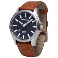 Protek Men's Watch - USMC Series Quartz Dark Blue Dial Dark Tan Leather Strap | 3103 ,