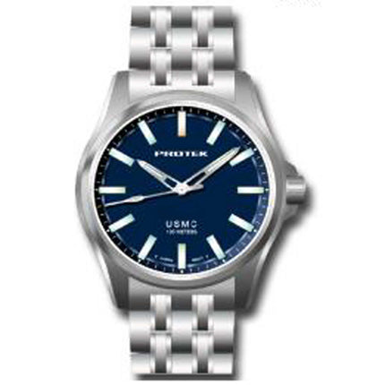 Protek Men's Watch - USMC Series Quartz Dark Blue Dial Titanium Bracelet | 3103BR ,