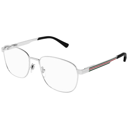 Gucci Men's Eyeglasses - Silver Metal Full Rim Square Frame Demo Lens | GG12250 001 ,