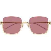 Gucci Women's Sunglasses - Gold Metal Half Rim Square Frame Red Lens | GG1279S 003 ,