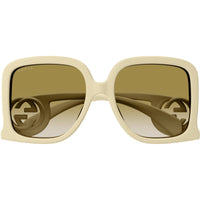 Gucci Women's Sunglasses - Ivory Full Rim Oversized Frame Brown Lens | GG1326S 002 ,