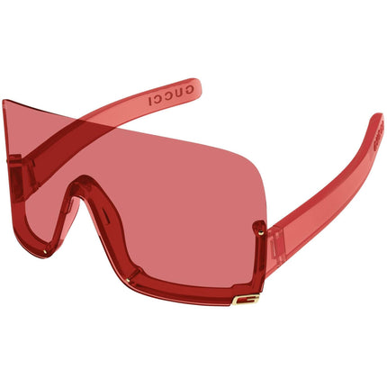 Gucci Women's Sunglasses - Transparent Red Acetate Rimless Shield Frame | GG1631S 001 ,