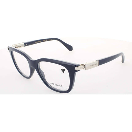 Salvatore Ferragamo Women's Eyeglasses - Navy Acetate/Metal Cat Eye Frame | SF2974 414 ,