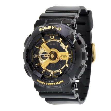 Casio Women's World Time Watch - Baby-G Black & Gold Ana-Digital Dial | BA110-1A ,