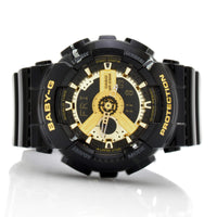 Casio Women's World Time Watch - Baby-G Black & Gold Ana-Digital Dial | BA110-1A ,