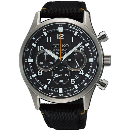 Seiko Men's Watch - Chronograph Quartz Black Dial Nylon Strap | SSB449P1 ,