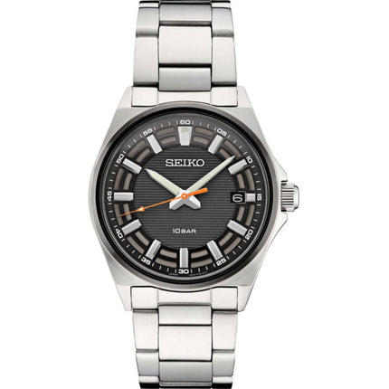 Seiko Men's Watch - Essentials Quartz Black Dial Stainless Steel Bracelet | SUR507 ,