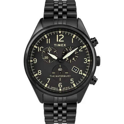 Timex Men's Watch - Waterbury Chronograph Quartz Black Dial Bracelet | TW2R88600 ,