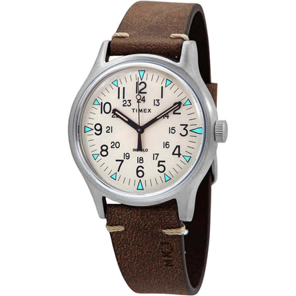 Timex Men's Watch - MK1 Quartz Beige Dial Brown Leather Strap | TW2R96800 ,