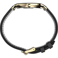 Timex Men's Watch - Gallery Quartz Silver Tone Dial Black Leather Strap | TW2V28400 ,