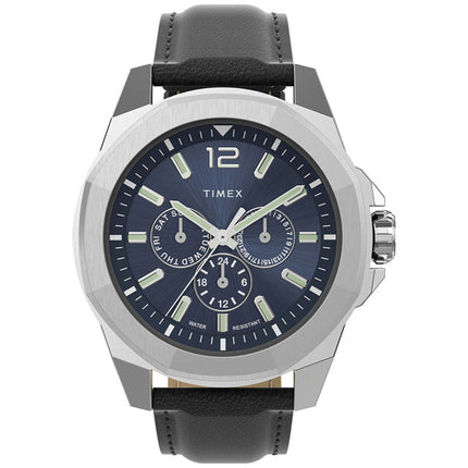 Timex Men's Watch Essex Quartz Blue Dial Leather Strap Watch | TW2V43200 ,