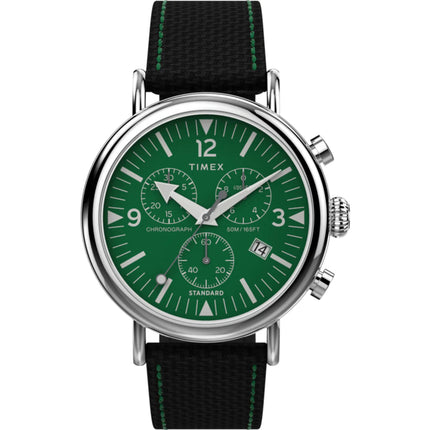 Timex Men's Watch - Standard Chronograph Green Dial Black Fabric Strap | TW2V43900 ,