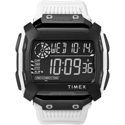 Timex Men's Digital Watch - Command Black Dial White Strap Shock Resistant | TW5M18400 ,