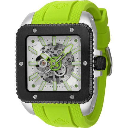 Invicta Men's Watch - Cuadro Mechanical White and Silver Semi-Skeleton Dial | 44006 ,