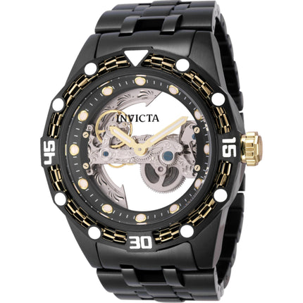 Invicta Men's Watch - Bolt Automatic Ghost Bridge Dial Black Steel Bracelet | 44028 ,