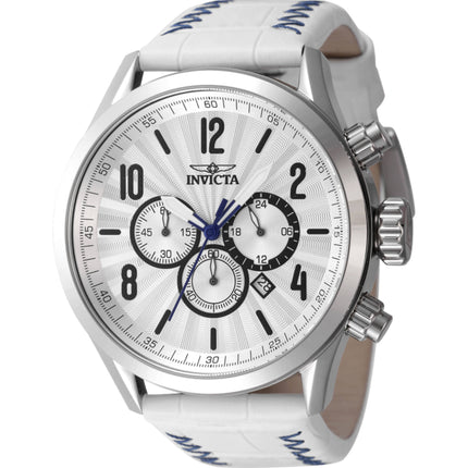 Invicta Men's Watch - Bolt Quartz Chronograph Silver Dial White Leather Strap | 46558 ,