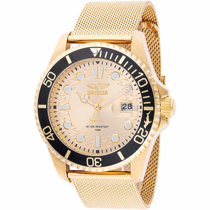 Invicta Men's Watch - Pro Diver Quartz Gold Tone Dial Mesh Bracelet | 47177 ,