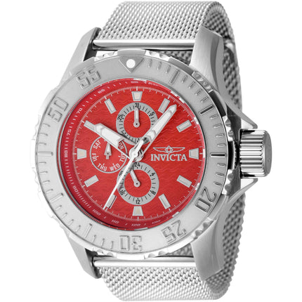 Invicta Men's Watch - Vintage Quartz Chronograph Red Dial Mesh Bracelet | 48013 ,