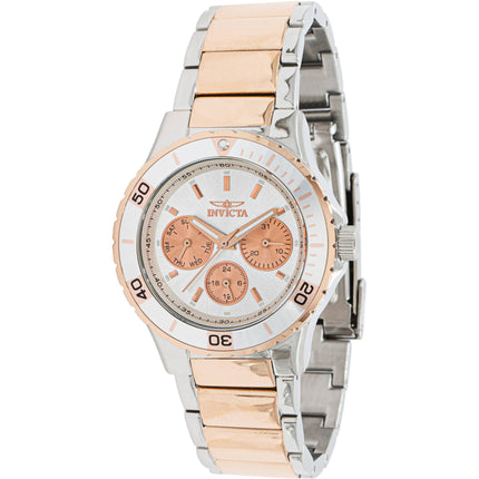 Invicta Women's Watch - Aviator Quartz Silver, Rose Gold Tone Dial Bracelet | 37571 ,