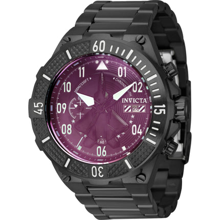 Invicta Men's Watch - Aviator Chronograph Black Dial Stainless Steel Bracelet | 39910 ,