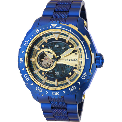 Invicta Men's Watch - Aviator Automatic Gold and Blue Skeleton Dial Bracelet | 40552 ,