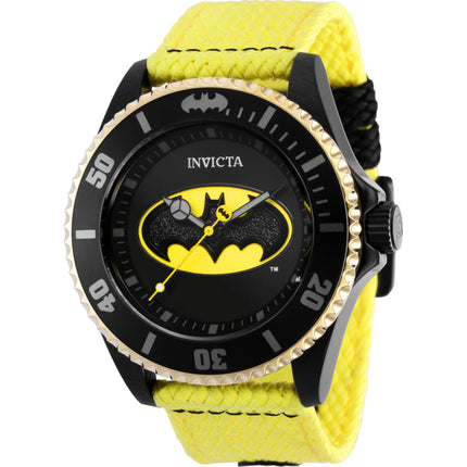 Invicta Men's Watch - DC Comics Batman Black and Yellow Dial Polyester Strap | 41286 ,